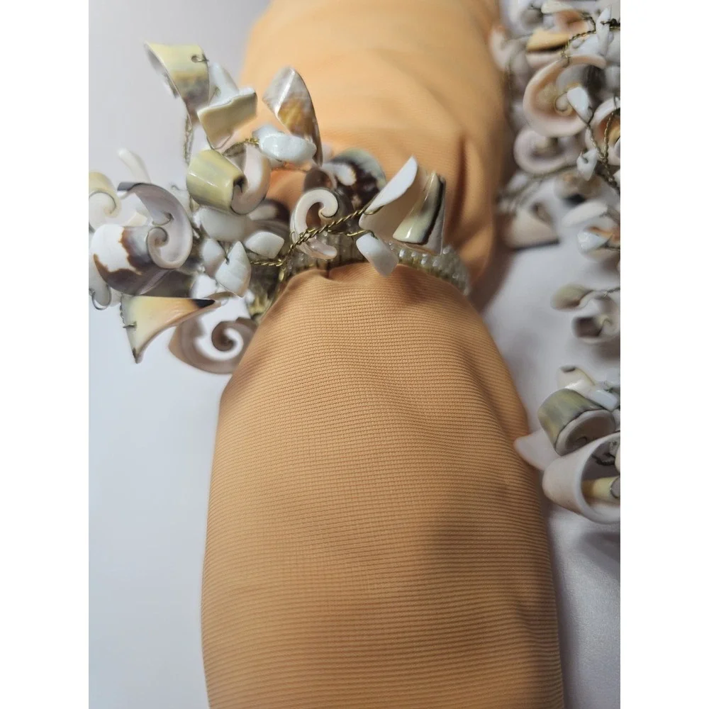 Vintage Pier 1 One Napkin Rings Seashell‎ Cluster Gold Set of 8 STUNNING!